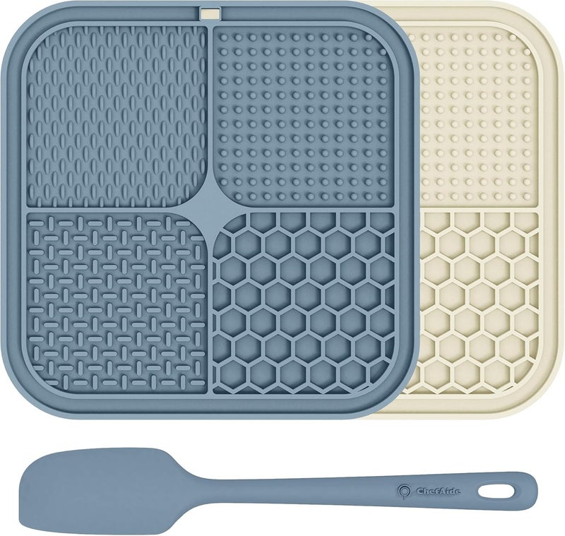 ChefAide 2 Pack Lick Mat for Dogs,Cats,Upgraded 8.5×8.5 inches Licking Mats with Suction Cups,Slow Feeder Licking Pad for Anxiety Relief and Boredom Reducer,Suitable for Dog Training Set 5 - Image 1